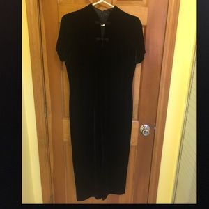 Robbie Bee Mandarin Collar Dark Green Dress, 8P